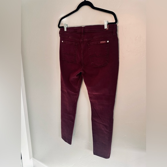 7 FOR ALL MANKIND Jeans Gwenevere High-Waist Ankle Skinny Pants Maroon SZ 32 - Picture 5 of 15